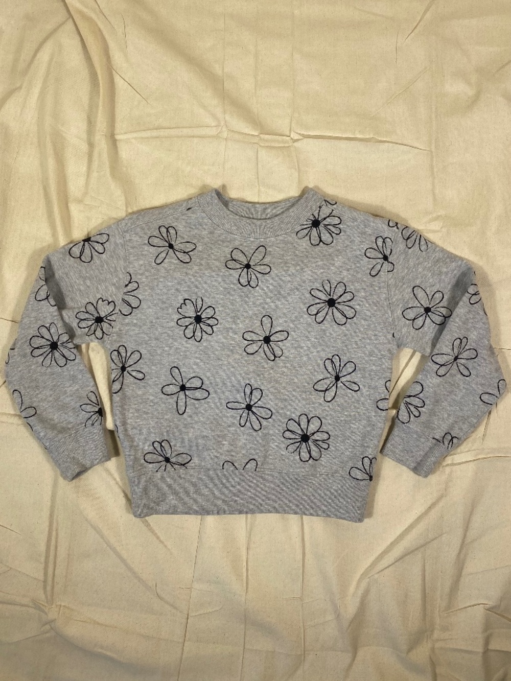 Girls Wonder Nation Grey with Black Flowers Pullover